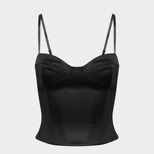 TEN BY BABATON - Black Satin Bustier Top